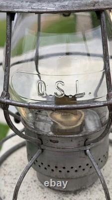 Oregon Short Line Tall Cast Globe Railroad Lantern Very Nice Complete/original Oregon Short Line Tall Cast Globe Railroad Lantern Very Nice Complete/original