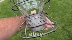 Oregon Short Line Tall Cast Globe Railroad Lantern Very Nice Complete/original