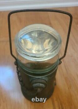 P. S. CO. Lantern Antique Brass Glass Heavy Patina Lamp Railroad Lighthouse