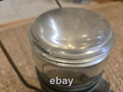 P. S. CO. Lantern Antique Brass Glass Heavy Patina Lamp Railroad Lighthouse