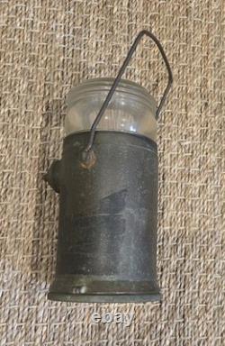 P. S. CO. Lantern Antique Brass Glass Heavy Patina Lamp Railroad Lighthouse