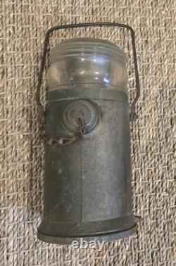 P. S. CO. Lantern Antique Brass Glass Heavy Patina Lamp Railroad Lighthouse