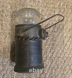 P. S. CO. Lantern Antique Brass Glass Heavy Patina Lamp Railroad Lighthouse