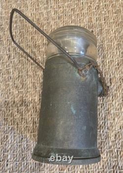 P. S. CO. Lantern Antique Brass Glass Heavy Patina Lamp Railroad Lighthouse