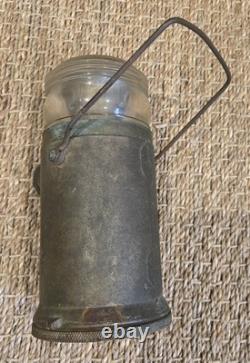 P. S. CO. Lantern Antique Brass Glass Heavy Patina Lamp Railroad Lighthouse