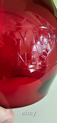 PENNSYLVANIA LINES Cast Corning Style Red Glass Railroad Lantern Globe