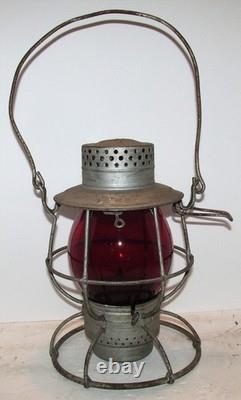 PENNSYLVANIA SYSTEM Dietz 39 Vulcan Railroad Lantern w 5 3/8 Red Cast PS Globe