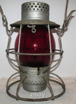 PENNSYLVANIA SYSTEM Dietz 39 Vulcan Railroad Lantern w 5 3/8 Red Cast PS Globe