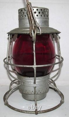 PENNSYLVANIA SYSTEM Dietz 39 Vulcan Railroad Lantern w 5 3/8 Red Cast PS Globe