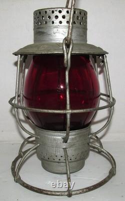 PENNSYLVANIA SYSTEM Dietz 39 Vulcan Railroad Lantern w 5 3/8 Red Cast PS Globe