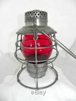 PORTLAND RY LIGHT & POWER CO. RAILROAD LANTERN Red Lantern Globe