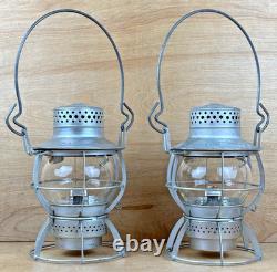 Pair (2) Vintage L & N Railroad Lantern Dressel Arlington NJ Clear Globe NICE