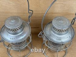 Pair (2) Vintage L & N Railroad Lantern Dressel Arlington NJ Clear Globe NICE