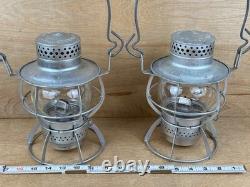 Pair (2) Vintage L & N Railroad Lantern Dressel Arlington NJ Clear Globe NICE
