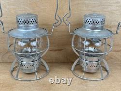 Pair (2) Vintage L & N Railroad Lantern Dressel Arlington NJ Clear Globe NICE