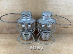 Pair (2) Vintage L & N Railroad Lantern Dressel Arlington NJ Clear Globe NICE