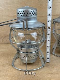 Pair (2) Vintage L & N Railroad Lantern Dressel Arlington NJ Clear Globe NICE
