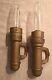 Pair Antique Railroad Candle Lamp NYCS New York Central Railroad Line