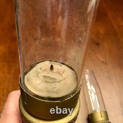 Pair Of Antique Brass Inside Railroad Car Candle Lamp Lantern with Pyrex Chimney