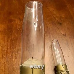 Pair Of Antique Brass Inside Railroad Car Candle Lamp Lantern with Pyrex Chimney