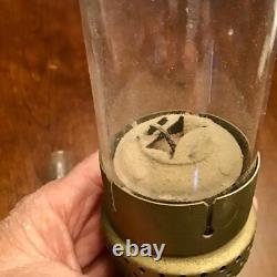 Pair Of Antique Brass Inside Railroad Car Candle Lamp Lantern with Pyrex Chimney