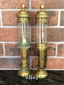 Pair Of Brass GWR railway carriage candle wall lamps
