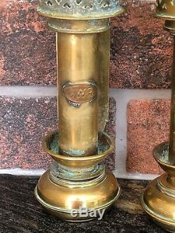 Pair Of Brass GWR railway carriage candle wall lamps