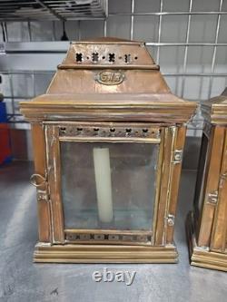 Pair Of GWR Great Western Railway Brass Carriage Wall Candle Lamps Early 20th C