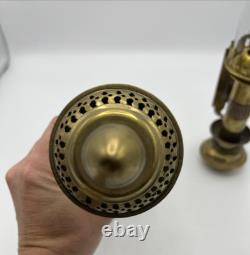 Pair of Antique Railroad GWR Oil Lantern Wall Sconce Lamp Light Fixtures Brass