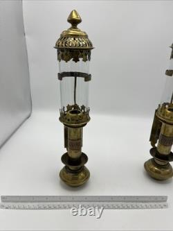 Pair of Antique Railroad GWR Oil Lantern Wall Sconce Lamp Light Fixtures Brass