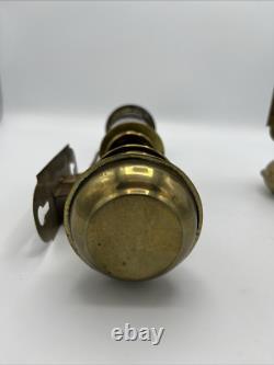 Pair of Antique Railroad GWR Oil Lantern Wall Sconce Lamp Light Fixtures Brass
