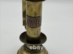 Pair of Antique Railroad GWR Oil Lantern Wall Sconce Lamp Light Fixtures Brass