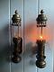 Pair of Brass GWR Carriage Railway Candle Lamp Lantern Wall Mounted
