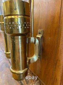 Pair of Brass Railroad Caboose Wall Sconce Lamp With Rowing Ore glass chimney