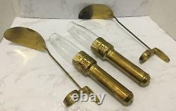 Pair of Brass Railroad Caboose Wall Sconce Lamps With Pyrex Glass Globe Pat 1919