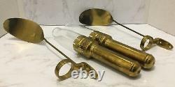 Pair of Brass Railroad Caboose Wall Sconce Lamps With Pyrex Glass Globe Pat 1919