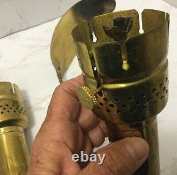 Pair of Brass Railroad Caboose Wall Sconce Lamps With Pyrex Glass Globe Pat 1919