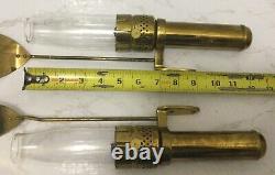 Pair of Brass Railroad Caboose Wall Sconce Lamps With Pyrex Glass Globe Pat 1919