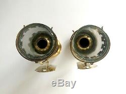 Pair of Great Western Railway GWR Brass Wall Lamps Lanterns Candle Sconces Glass