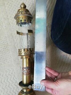 Pair vintage GWR railway carriage brass candle wall lamps sconces complete