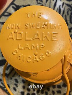 Pennsylvania RR Adlake Non Sweating Railroad Lantern Lamp mustard paint, 14 1/2H