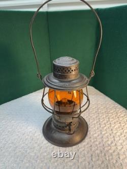 Pennsylvania Railroad Tall Etched Corning Amber Globe