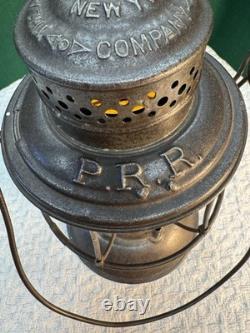 Pennsylvania Railroad Tall Etched Corning Amber Globe