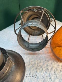 Pennsylvania Railroad Tall Etched Corning Amber Globe