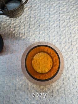 Pennsylvania Railroad Tall Etched Corning Amber Globe