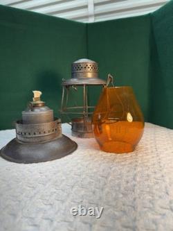 Pennsylvania Railroad Tall Etched Corning Amber Globe