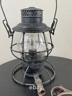 Pere Marquette Railroad Globe Lantern Converted Into Light Light Bulb Flickers