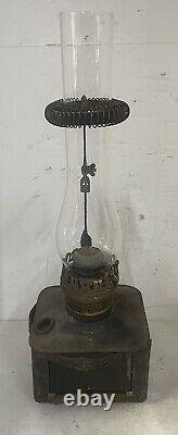 Plume & Atwood Kerosene Lamp Square Tin Font Vintage Railroad Lantern