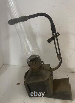 Plume & Atwood Kerosene Lamp Square Tin Font Vintage Railroad Lantern