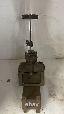 Plume & Atwood Kerosene Lamp Square Tin Font Vintage Railroad Lantern